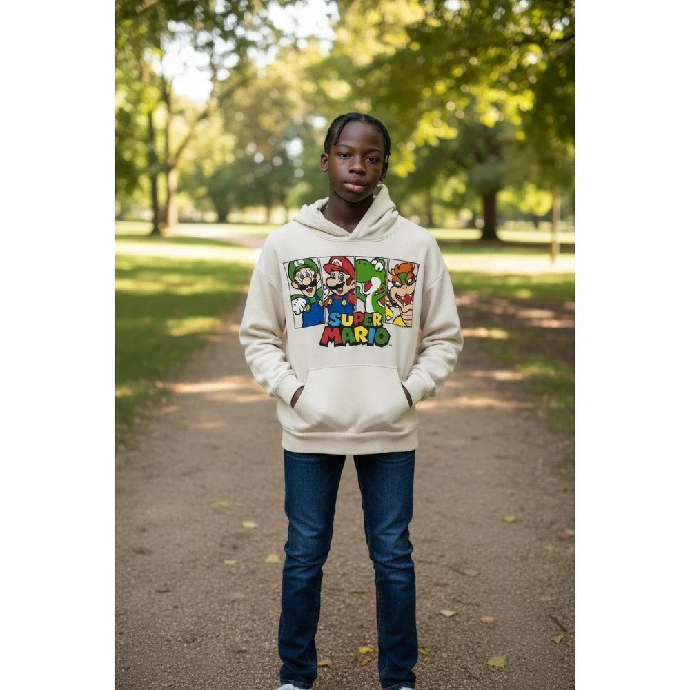 Old Navy Boys Super Mario Nintendo Graphic‎ Hoodie XL 14-16 Luigi Yoshi Bowser